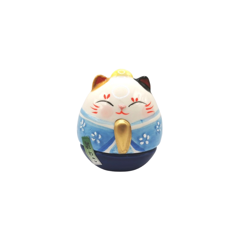 Culbuto chat kimono bleu