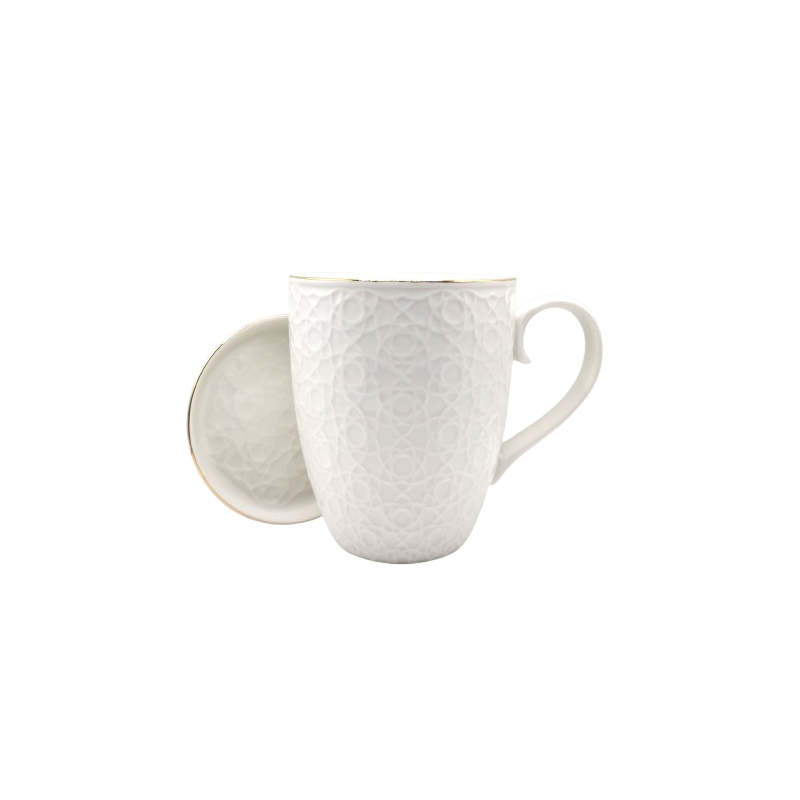 Mug blanc lignes courbes