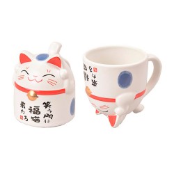 Mug Maneki Neko • Kanji bleu